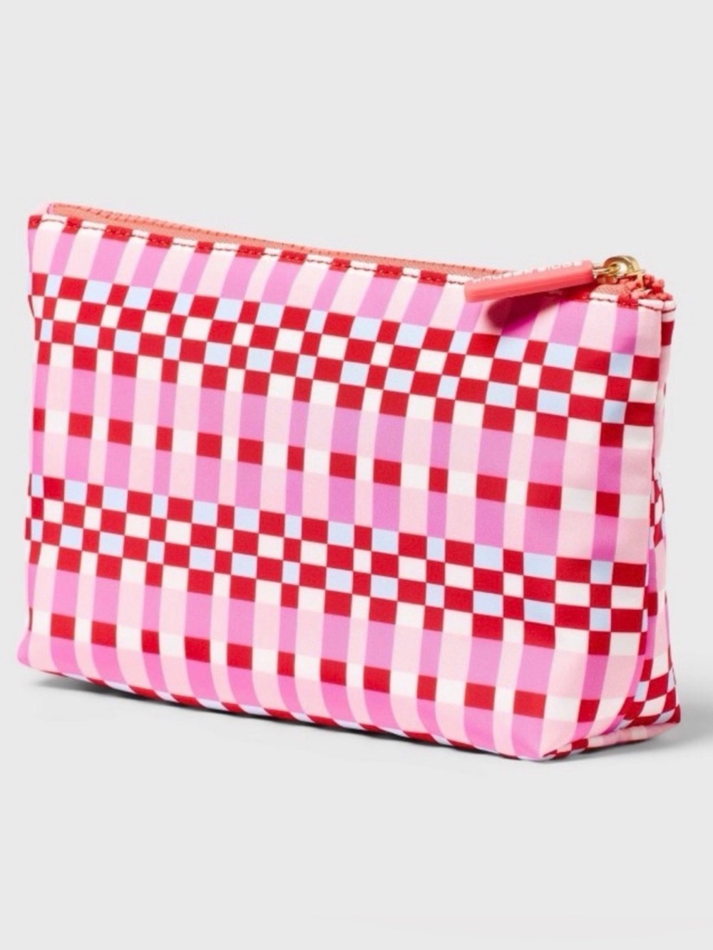 Sonia Kashuk Small Makeup Bag Red Pink Gingham Checkered NWT